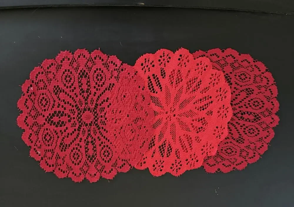 Vintage Red Lace Doily Bundle Set of 3 Holiday Christmas Valentine Table Decor